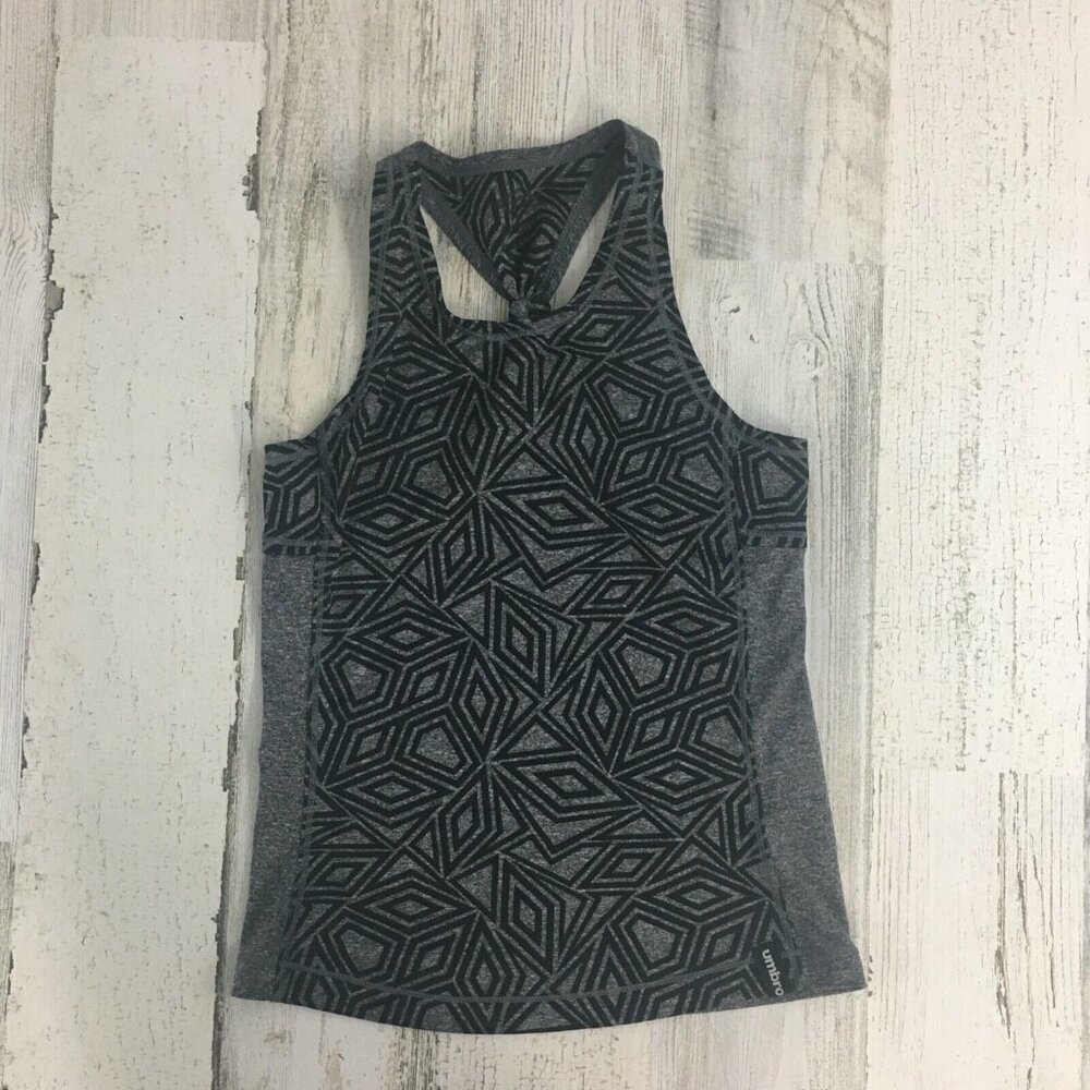 Umbro Gray Black Active Wear Tank Top Girls Size 4 5 XS Racer Back